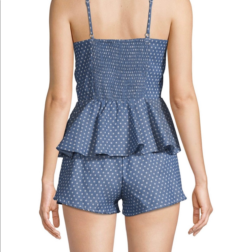 Lucca Couture Denim Chambray Star Romper Peplum M - Picture 4 of 11